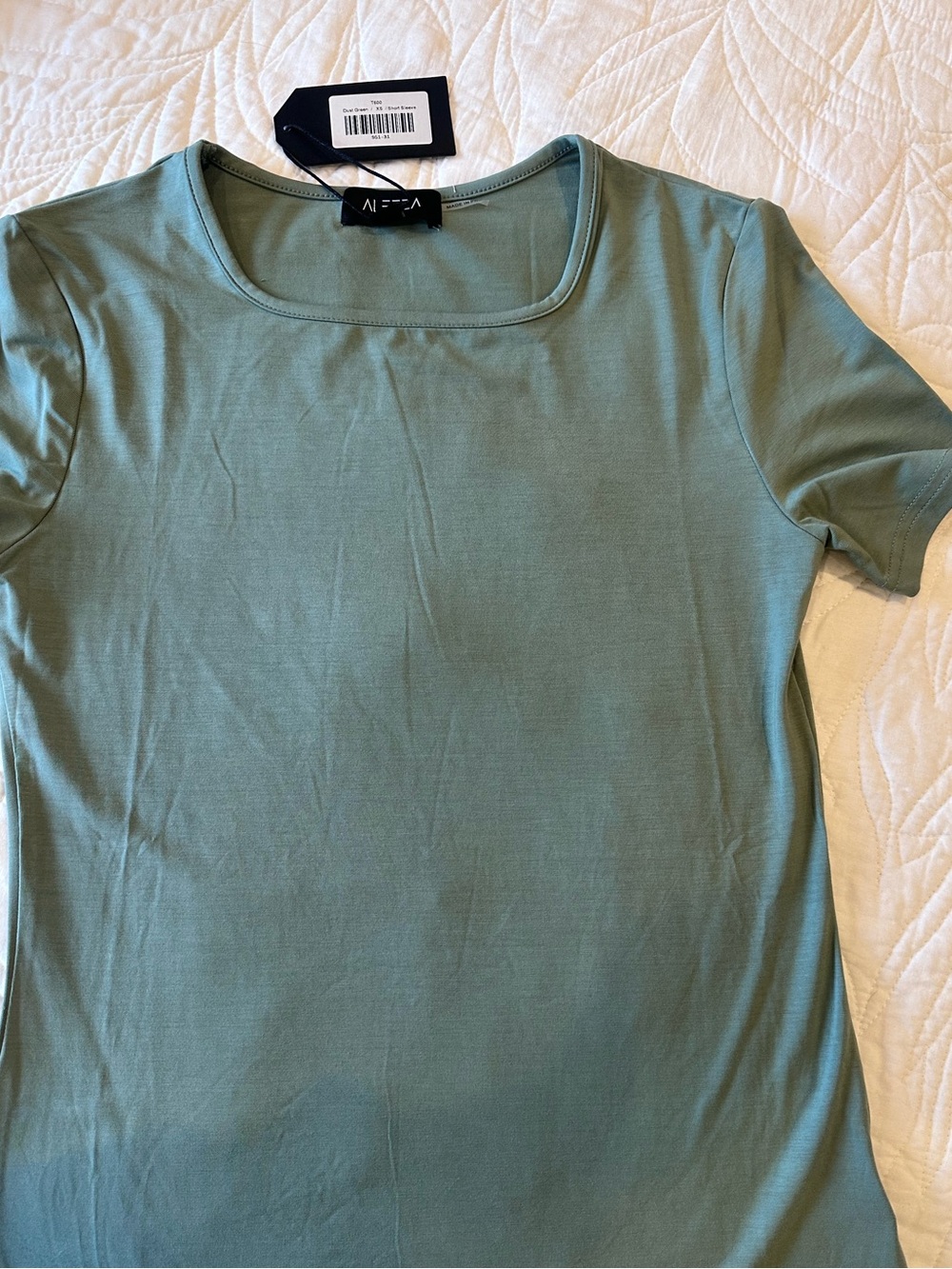 Aleeza Paris square neck Short Sleeve Tee in Sage Green